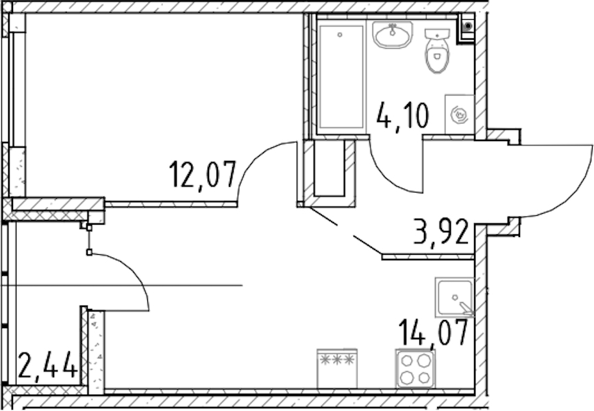 1-комнатная квартира 34.16 м², 20/23 эт., ЖК «Город Первых»
